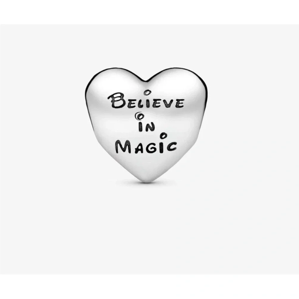 Authentic Pandora Disney Mickey and Minnie Kiss Heart Sterling Silver Charm